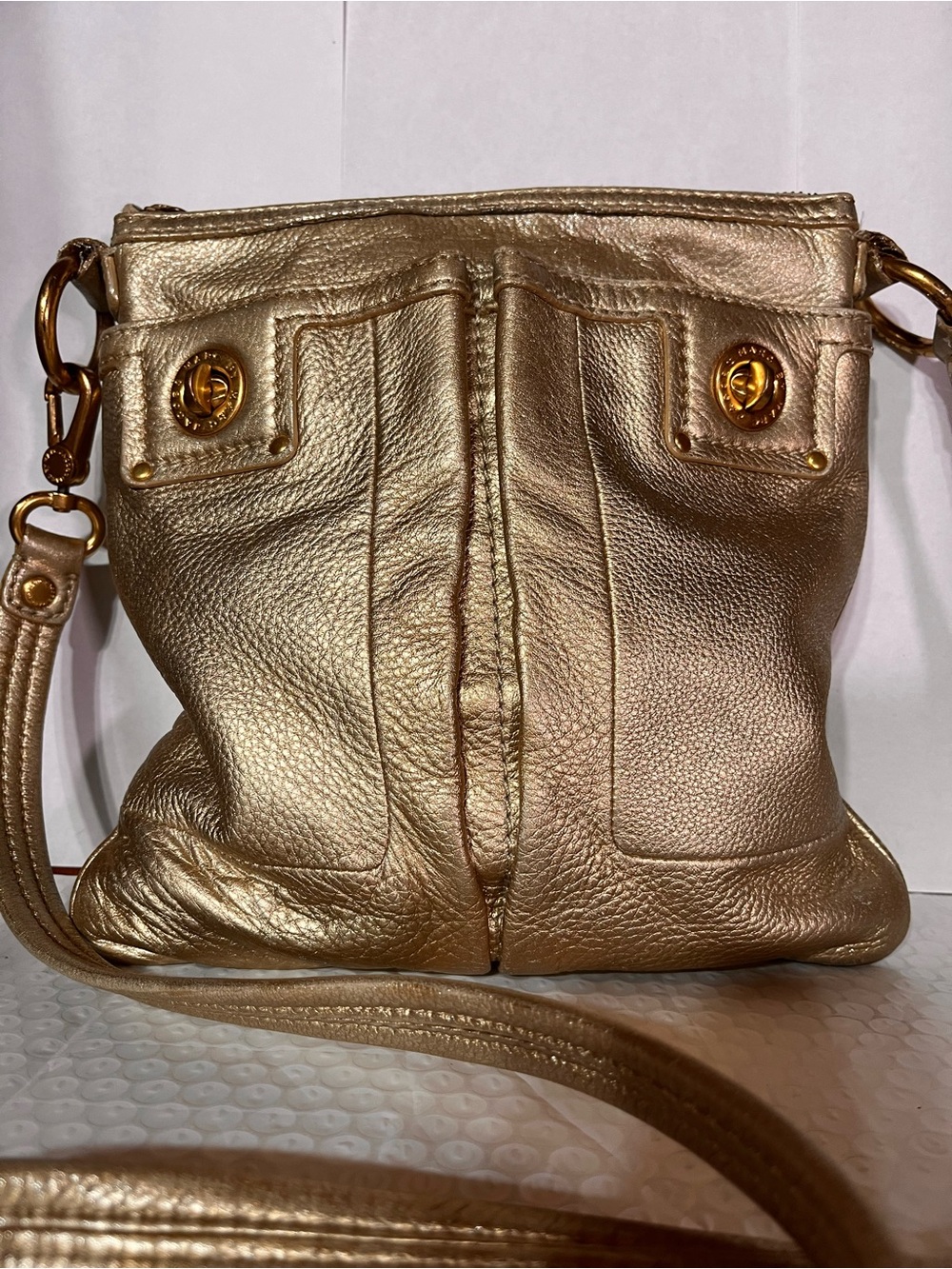 Marc Jacobs Gold Leather Crossbody Bag - Metallic Gold Women’s Shoulder Bag